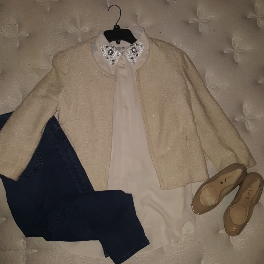 MNG Casual white blazer